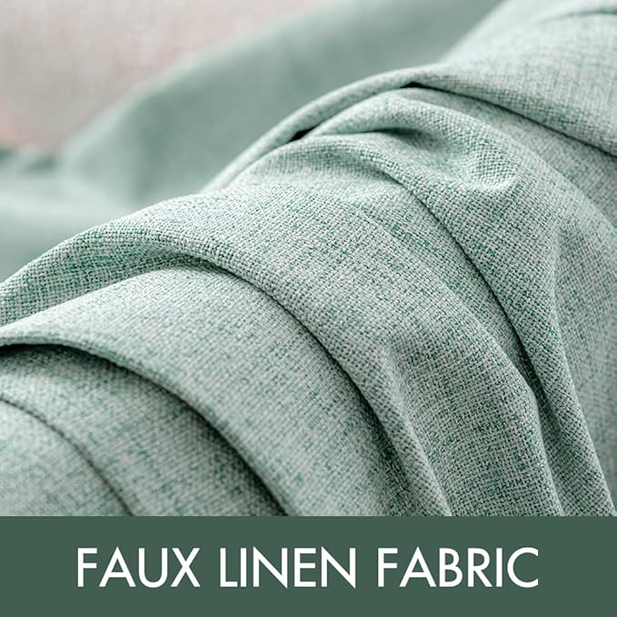 MIULEE Linen Texture Curtains for Bedroom Solid 100% Blackout Thermal Insulated Seafoam Green Curtains Grommet Room Darkening Curtains/Draperies for Living Room Nursery 52x108 Inch (2 Panels)