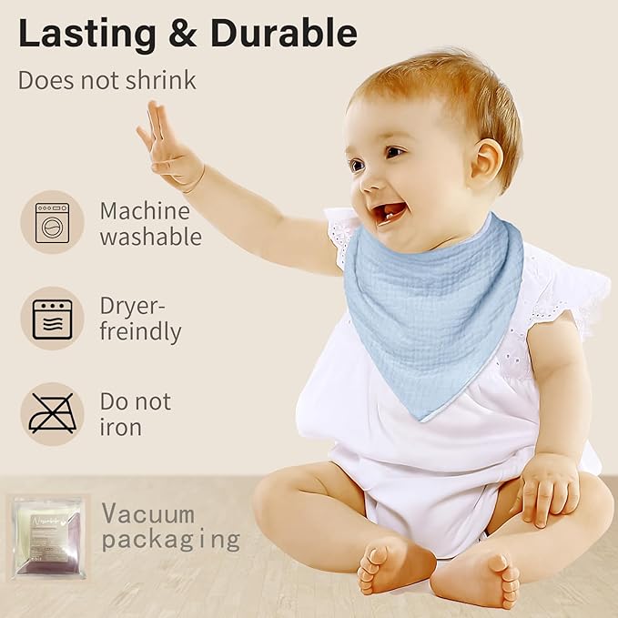 NISXABEBE Muslin Baby Bibs,Soft Triangular Baby Bandana Drool Bibs for Baby Boy Girl,Solid Colors Bib for Drooling Teething