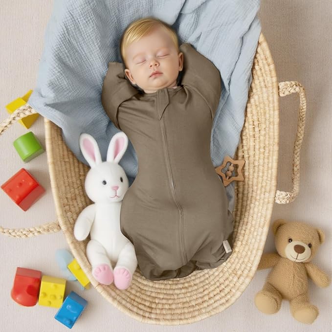 MEXXI Swaddle Baby Sleep Sack With Arms Up, 2 Pack Baby Transitional Swaddle with Double Zipper,0.5 TOG, 8-13 lbs, S