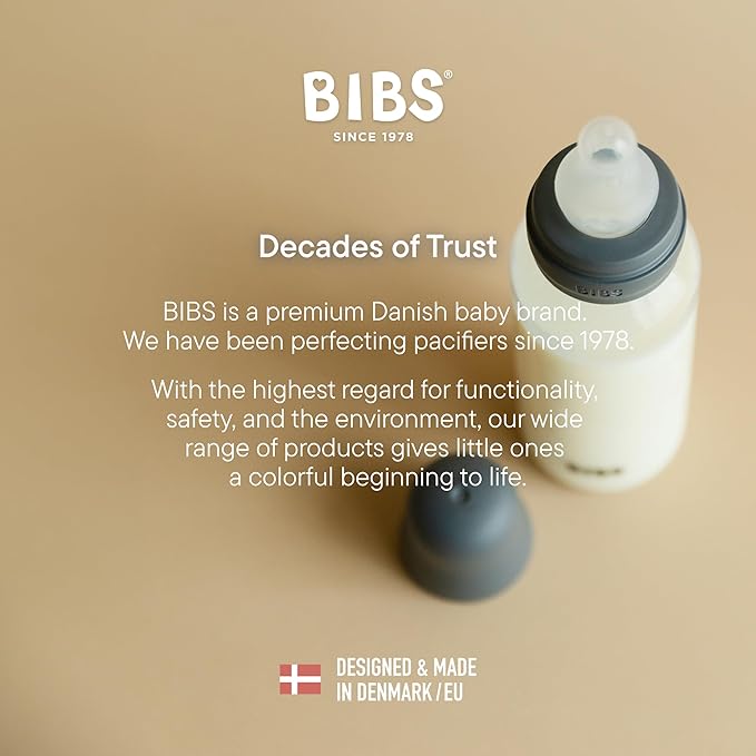 BIBS Baby Bottle 9 oz / 270 ml Silicone Nipple - Anti-Colic, BPA-Free, Round Nipple, Medium Flow, Lightweight & Easy to Clean, Suitable for Newborns 0+ Years - Sage