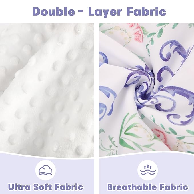 Car Seat Cover Baby, Infant Car Seat Covers Canopy for Baby Girl Boy, Cozy & Windproof Newborn Carseat Covers Minky Dot Backing Stroller Cover with Breathable Mesh Window, Blue Floral