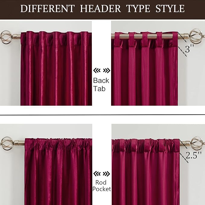 100% Blackout Red Plush Velvet Curtains 63 inch Long for Living Room,Set of 2 Panels Liner Rod Pocket Back Tab Thermal Window Curtains Room Darkening Heavy Decorative Curtains Drapes for Bedroom