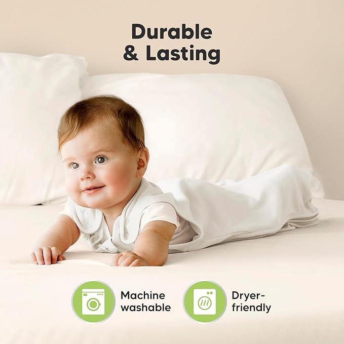 2-Pack Organic Baby Sleep Sacks, 100% Cotton - Soft & Breathable 0.5TOG Baby Wearable Blanket,Toddler Sleeping Sack 0-6 months, Easy to Wear Transitional Swaddles for Newborns, Infants (Soft White, S)