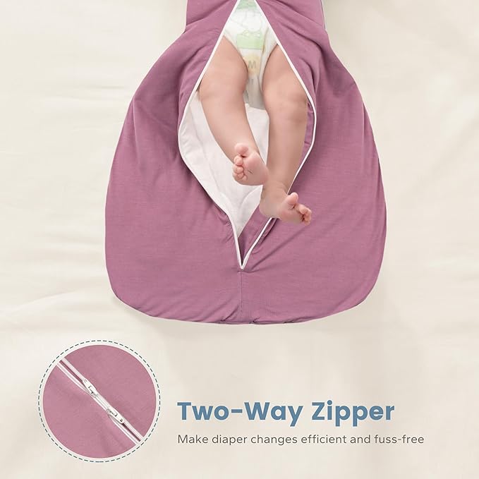ZIGJOY Shark-Fin Transitional Swaddle for Newborn - 2.5 Tog Rayon Made from Bamboo Transition Swaddle Sleep Sack 6-12 Months Baby Arms Up Swaddle Blanket with 2-Way Zipper, Purple