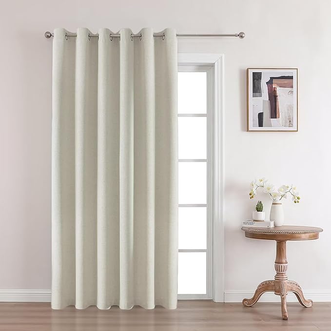 Joydeco Blackout Room Divider Curtains, Extra Wide Sliding Door Drapes Living Room Curtains, Light Beige 1 Panel 70W x 96L Inch Patio Door Drapes for Room Privacy
