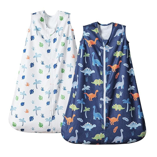 PHF Warm Micro-Fleece Baby Sleep Sack 12-18 Months, Soft Baby Wearable Blanket, 2-Way Zipper Sleeping Bags, 2 Pack Comfy Toddler Sleeping Sack for Boys, Large Size, Dinosaur