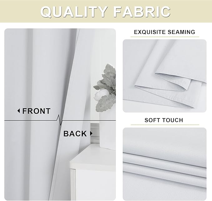 Aiyufeng 2 Panels 100% Blackout Curtain Liners with 14 Rings, Blackout Liners for Behind Curtains for 84 Inch Curtains, Total Blackout Curtain Liner 2 Panels Set for Bedroom, Each 40Wx80L