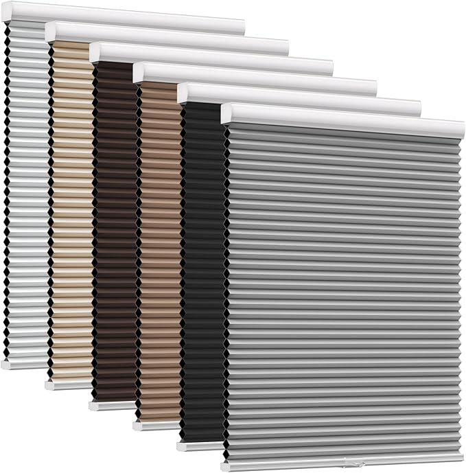MYshade Cordless Blackout Cellular Shades for Windows, Honeycomb Window Shades with Thermal Insulation, Child & Pet Safe Room Darkening Shade, Easy Install,59" W x 72" H, Grey