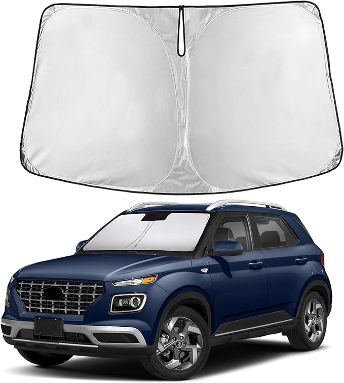 EcoNour Windshield Sun Shade Compatible for Hyundai Venue 2020-2025 Front Window Sunshade Foldable Sun Visor UV & Heat Blocking Protection
