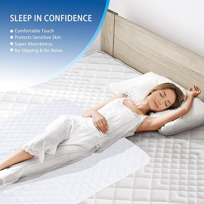 Waterproof Reusable Incontinence Bed Pads Washable Incontinence Underpads 8 Cups Absorbency,Mattress Protector for Adults, Kids and Pets(34”x 36” inch 2 Pack)