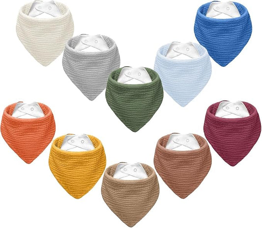 NISXABEBE Muslin Baby Bibs,Soft Triangular Baby Bandana Drool Bibs for Baby Boy Girl,Solid Colors Bib for Drooling Teething