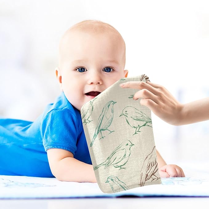 vvfelixl Color Birds Baby Burp Cloths Baby Muslin Washcloths for Boys Girls Cotton Baby Face Towel for Newborn Infants Soft and Absorbent 11.8 X 11.8 in, 5 Pack