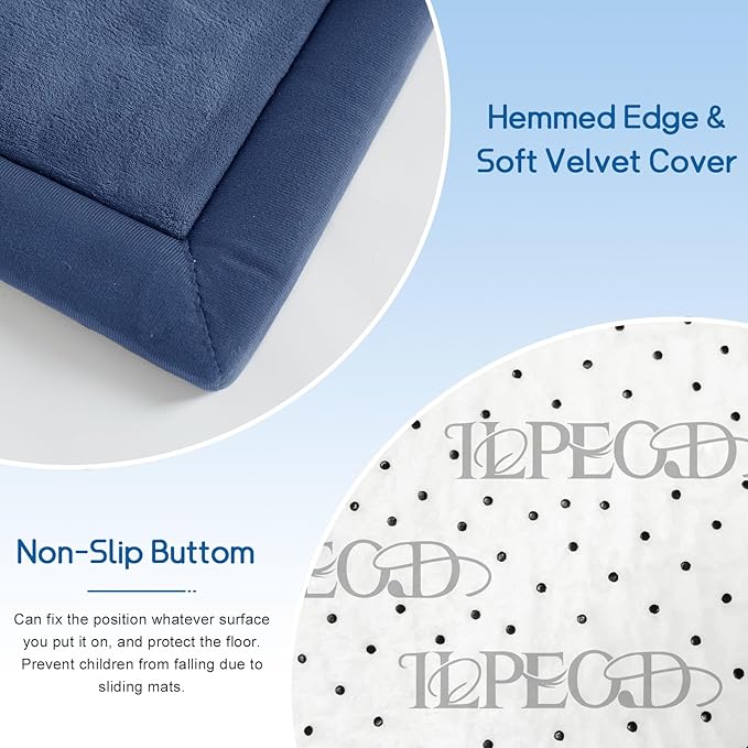 Baby Play Mat for Floor Tummy Time Mat Nursery Muscle Area Rug Playroom Rug Tatami 47"x47" Memory Foam 1.3" Thick Crawling For Babies,Toddlers, Infants, Kids,Floor(Blue)