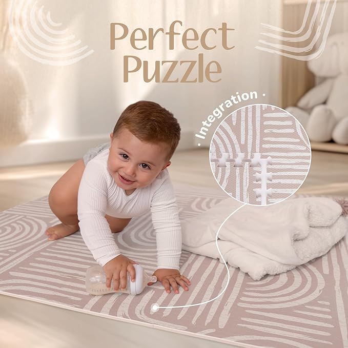 Baby Play Mat – Premium Foam Playmat for Babies & Toddlers, 67" x 48", Neutral Modern Look, Easy-Clean & Non-Toxic, Decor-Friendly Baby Floor Play Mat for Any Room. Co-Toddlery