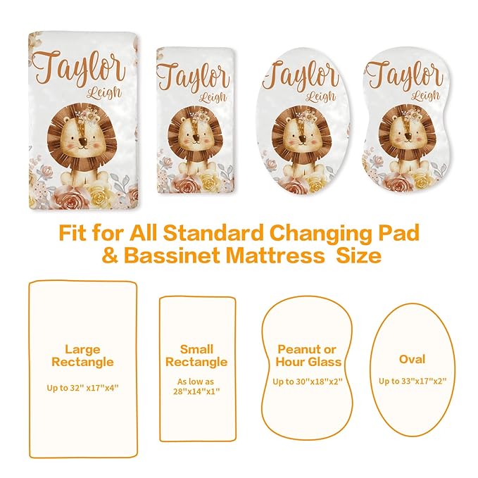 Custom Changing Pad Cover Set - Jersey Knit Ultra Soft Unisex Waterproof Diaper Changing Table Covers with Personalized Name for Baby Boys Girls - Comfy Cozy 2 Pcs Set Style15