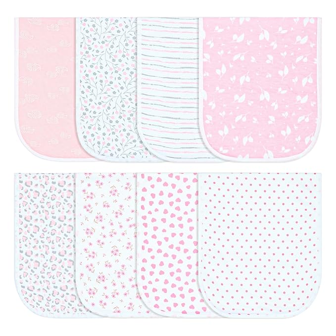 Hakochia Burp Cloths for Baby Boy & Girl Organic Cotton Large Unisex Burp Clothes Extra Absorbent Soft Neutral Burping Rags Spit Up Cloth Sets for Newborns 8 Pack