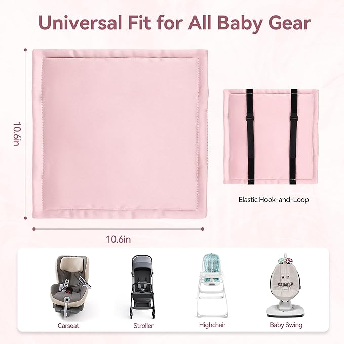 Silky Head Carseat Cover for Baby Silk Feeling Satin Car Seat Head Cover for Babies Headrest Protector 2pcs Pink for Girls Infant Sleeping Hair Protection