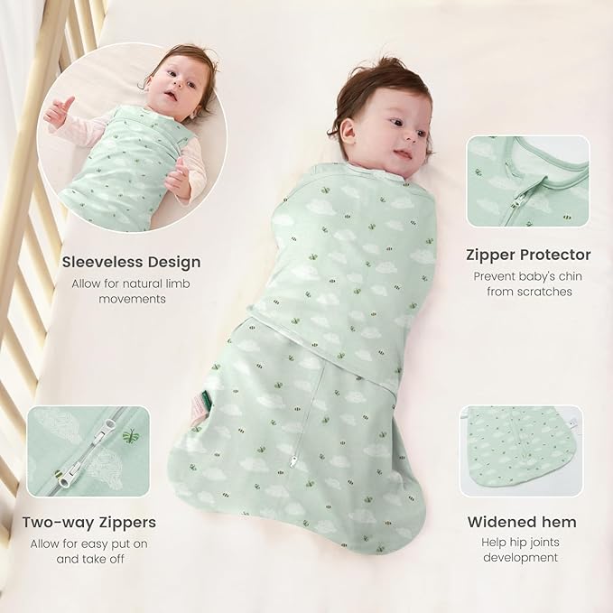 LILBESTIE Baby Swaddle Sleep Sack, 1.0 Tog New-Parent-Friendly Swaddle for Newborns & infant 3-6 Months Baby Wearable Blanket Reduce Startle Reflex, Newborn Boys Girls Registry Essentials