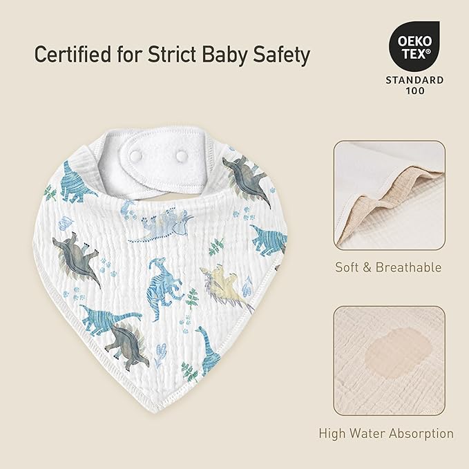 CIVARUA KIDS Muslin Baby Bibs 8 Pack, Baby Bandana Drool Bib for Drooling and Teething, Cotton Soft Absorbent for Girls Boys