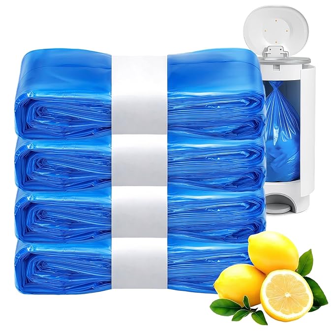GDLVDI HOME Compatible with Diaper Genie Pails Diaper Pail Refills | 4 Pack Lemon-Scented Odor-Blocking Continuous Liner Refills | Durable Leak-Resistant Rolls for Baby Diaper Pails
