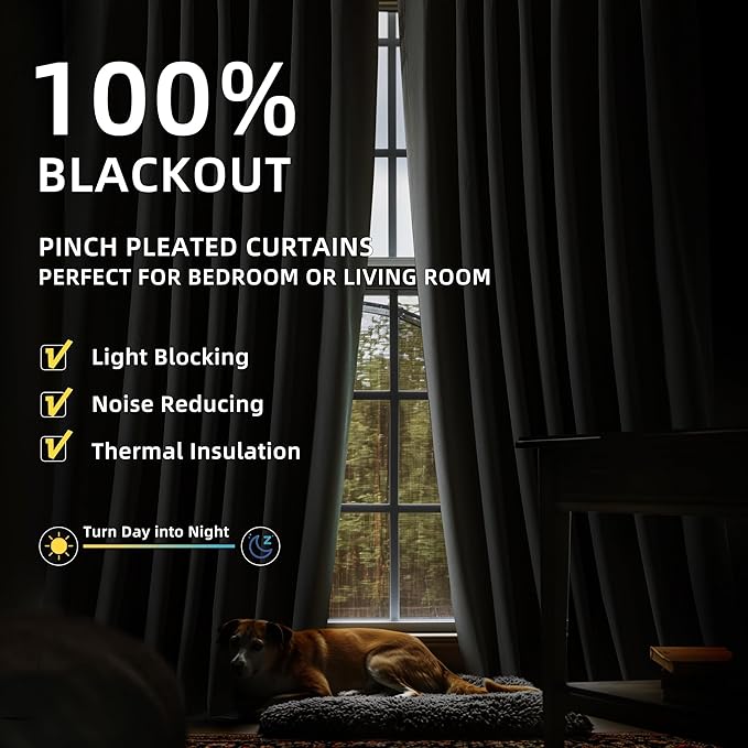 ChrisDowa 100% Blackout Natural Solid Solid Curtains 72 Inches Long 2 Panels for Bedroom Living Room,Farmhouse Room Darkening Thermal Insulated Soundproof Grommet Top Window Treatment Drapes,52x72