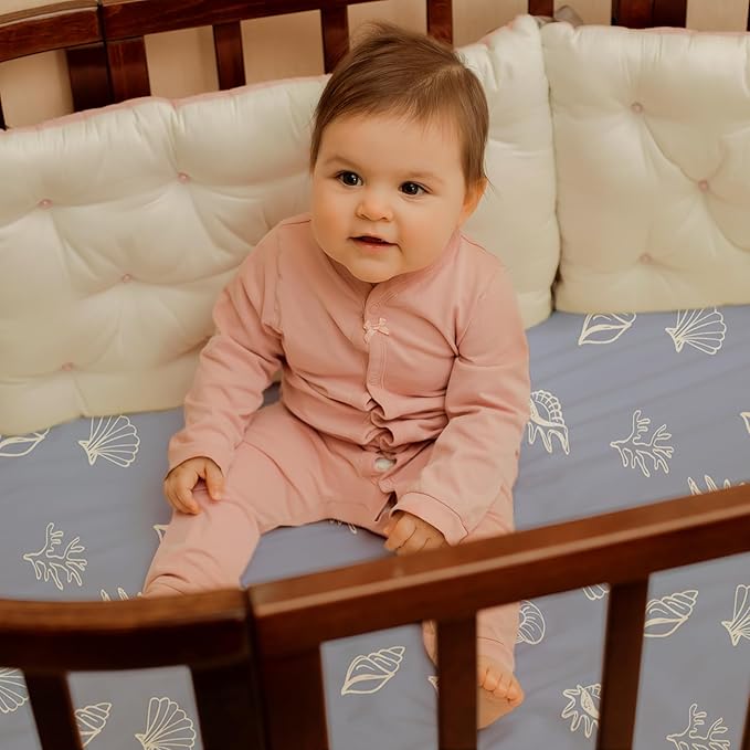 Gllquen Baby Bassinet Sheets Set 2-Pack, Breathable Cozy Bassinet Fitted Sheet Universal Fit Standard Mattress Oval Rectangle Cradle Baby Sheets for Baby Boy Girls Unisex 32"x16"(Seashell)