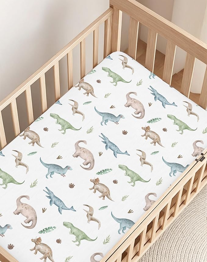 Pack and Play Sheets 2 Pack, Fitted Jersey Knit Mini Crib Sheets for Baby Boys and Girls, Compatible with Graco Pack N Play and Mini Crib Mattress (Elephant Dream, Pack N Play/Mini Crib Sheets)