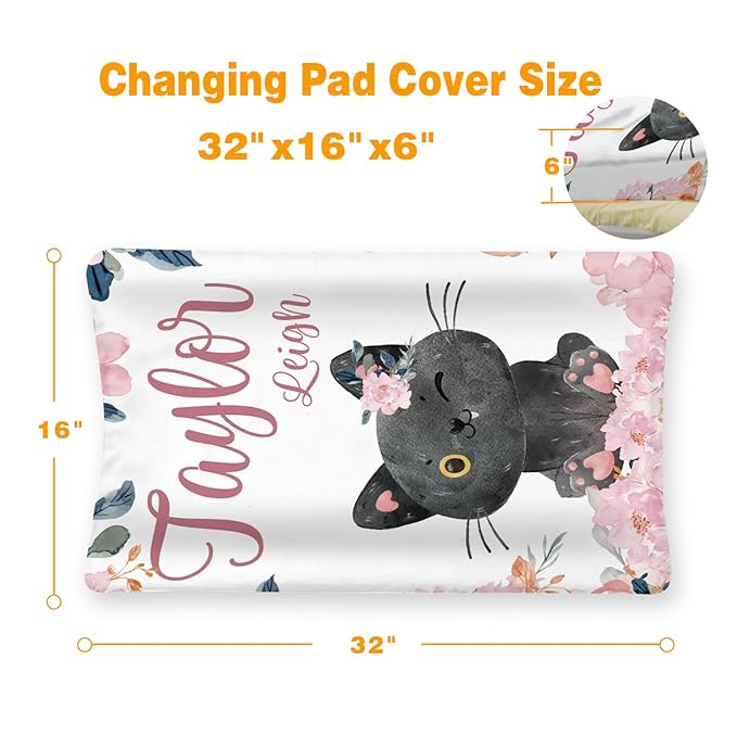 Custom Changing Pad Cover Set - Jersey Knit Ultra Soft Unisex Waterproof Diaper Changing Table Covers with Personalized Name for Baby Boys Girls - Comfy Cozy 2 Pcs Set Style23