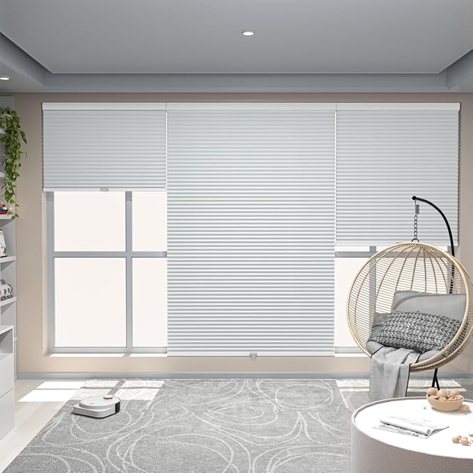 MYshade Cordless Blackout Window Blinds & Shades Pull Down Room Darkening Window Shades Light Blocking Honeycomb Cellular Shade for Indoor Windows Easy to Install 30 inch Wide, H72 White Blinds