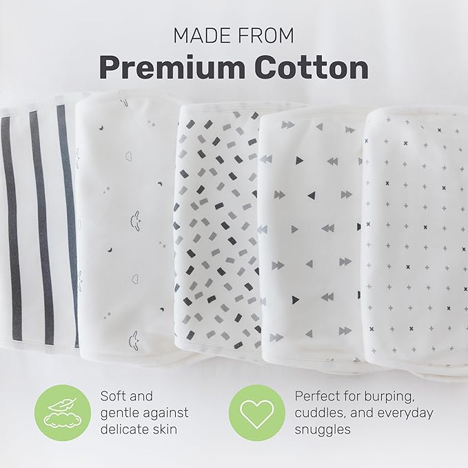 Lamb Babies Posh Baby Cotton Burp Cloths, Absorbent, Lightweight, and Gentle Cotton for Mess-Free Moments, Baby Burp Cloths for Boys and Girls An Essential Addition to Every Parent's Diaper Bag