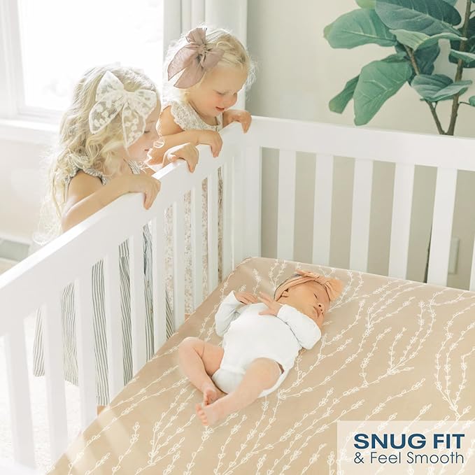 GRSSDER Stretch Ultra Soft Jersey Knit Fitted Crib Sheets Set 2 Pack, Universal Fit All Standard Crib Mattress Pads Safe and Snug, Crib Fitted Sheet with Deep Pocket, Original Design for Baby