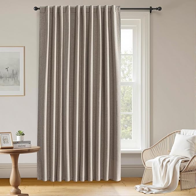 100% Blackout Curtains for Bedroom Room, Custom Curtains Blackout Thermal Insulated 1 Panel, Grommet Light Blocking Drapes for Bedroom Windows Luxury Decor(Custom Size,Light Beige