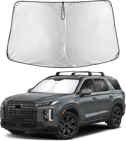 EcoNour Windshield Sun Shade Compatible for Hyundai Palisade 2020–2026 | SUV Front Window Sun Visor Shield | Foldable 4-Layer Sunshade | Blocks UV Rays & Reduces Cabin Heat