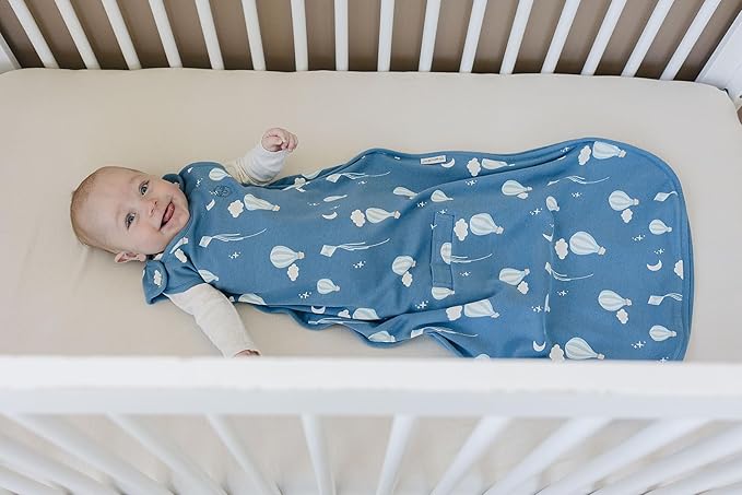 Woolino Merino Wool & Organic Cotton Baby Sleep Sack 2-24 Months – Ultimate 4-Season Baby Sleeping Bag, Universal Size Wearable Blanket, 2-Way Zipper & Adjustable Fit, Year-Round Use - Hot Air Balloon