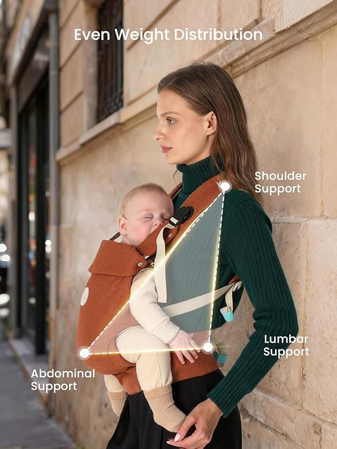 GROWNSY Baby Carrier, One-Click Release Clasp for Easy to Wear, Cozy Wraps Carrier Newborn to Toddler with Head Support(7-44lbs), Ergonomic & Lightweight for Infant to Toddler, Sepia