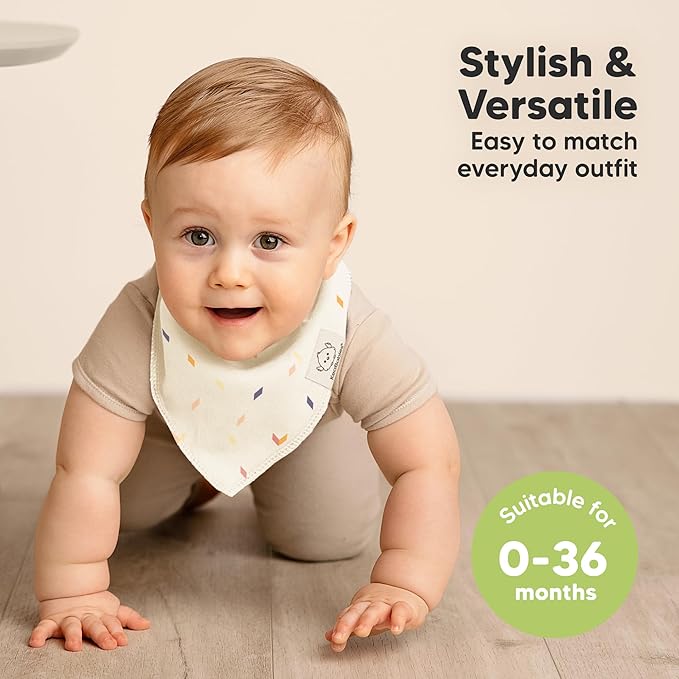 KeaBabies 8-Pack Organic Baby Bandana Bibs for Girls - Super Absorbent Triangle Baby Bibs for Drooling and Teething Infant, 100% Cotton Extra Soft for Newborn, Infant 0-36 Months (Prism)