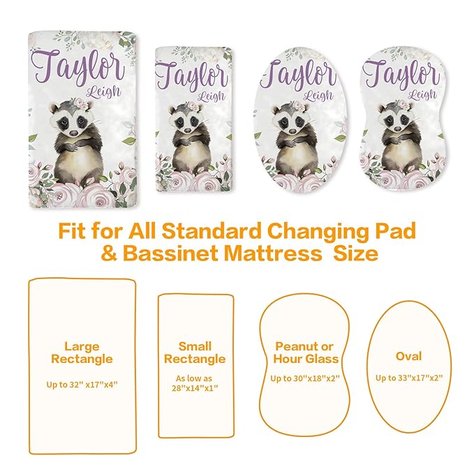 Custom Changing Pad Cover Set - Jersey Knit Ultra Soft Unisex Waterproof Diaper Changing Table Covers with Personalized Name for Baby Boys Girls - Comfy Cozy 2 Pcs Set Style01