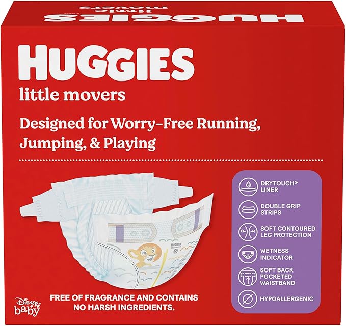 Huggies Size 8 Diapers, Little Movers Baby Diapers, Size 8 (46+ lbs), 34 Count