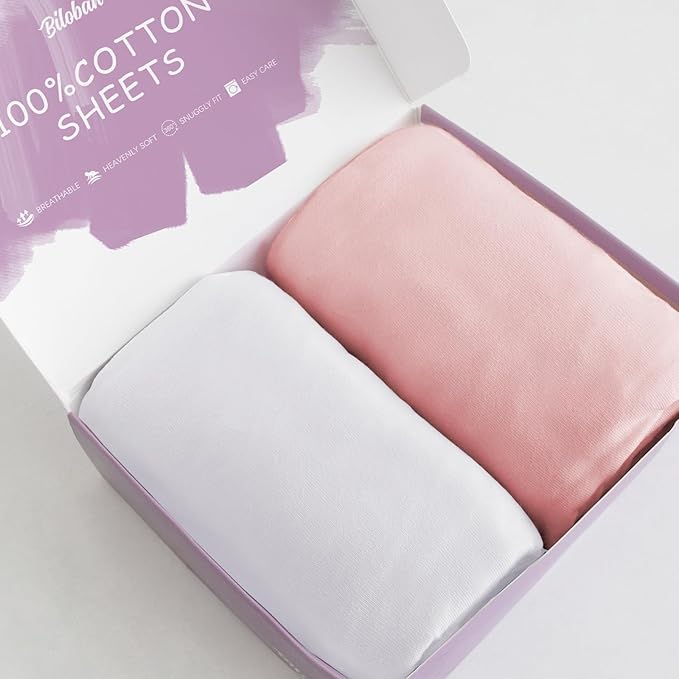 Bassinet Sheets Fit for Baby Delight, Semphis, Babybond and Koolerthings (3 in 1) Baby Bassinet Bedside Sleeper, 100% Cotton, 2 Pack, Ultra Soft Bassinet Sheet, White and Pink