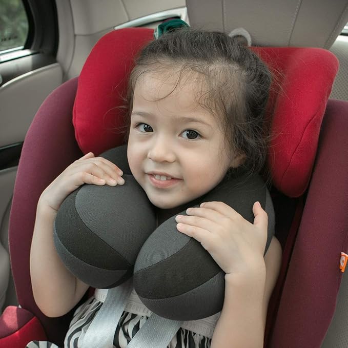 INFANZIA Kids Chin Supporting Travel Neck Pillow, Helps Support Head and Neck, Comfortably Designed for Head, Neck, and Chin Support - Ideal for Toddlers and Children,Black