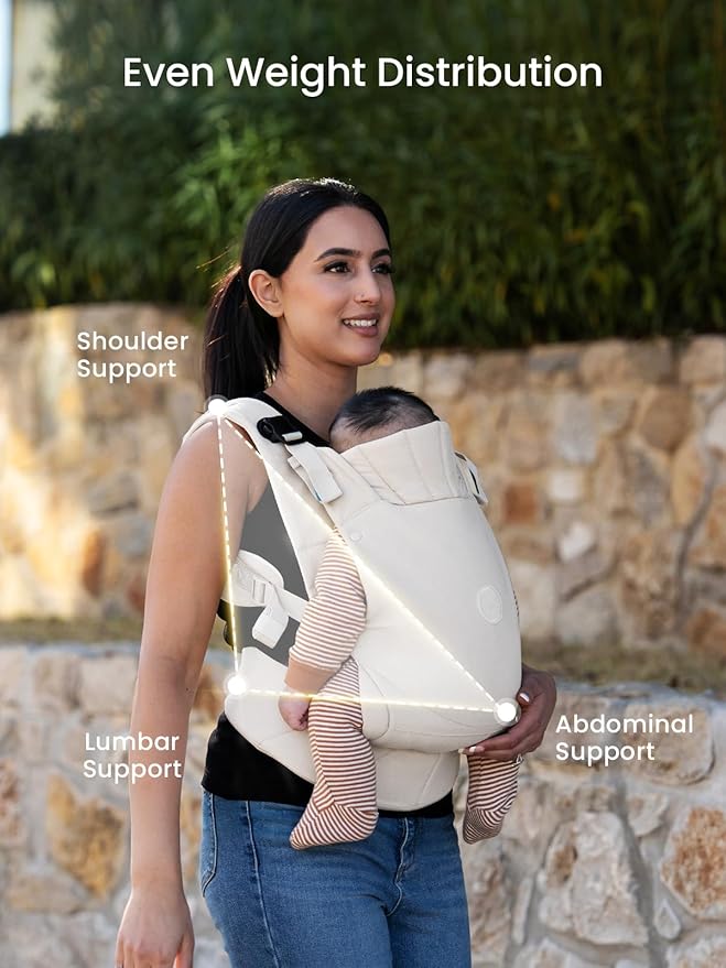 GROWNSY Baby Carrier, One-Click Release Clasp for Easy to Wear, Cozy Wraps Carrier Newborn to Toddler with Head Support(7-44lbs), Ergonomic & Lightweight for Infant to Toddler, Cream