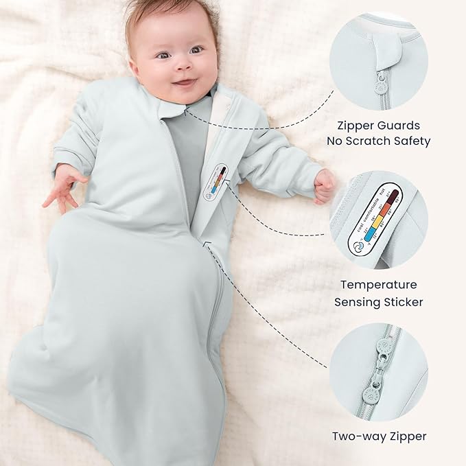 Unisex Sleeping Bag for Babies and Toddlers 1.0 Tog Sleep Sack 18-36 Months, Newborn Sleep Sack, Wearable Blanket Baby, One Piece Long Sleeves, Gifts for Baby