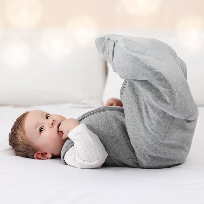Mosebears Sleep Sack Baby Winter Wearable Blanket with 2-Way Zipper,2.5 TOG Cotton Sleep Sack Unisex (Grey, 0-6 Months)