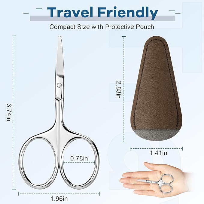 Hdama Nose Hair Scissors, Small Sicssors for Men Women Grooming Facial & Ear Hair, Trimming Eyebrow, Mustache, Beard with Safety Blunt Tip
