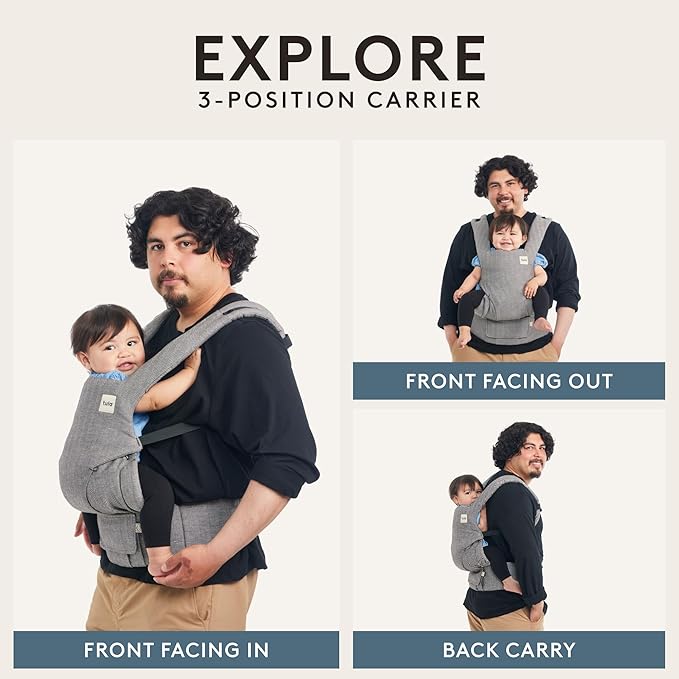 Baby Tula Explore Carriers - Breathable Baby Carrier Newborn to Toddler - Adjustable Toddler Carrier - Multiple Ergonomic Positions Front and Back - Ergonomic Fit for 7-45 lb - Linen, Sand