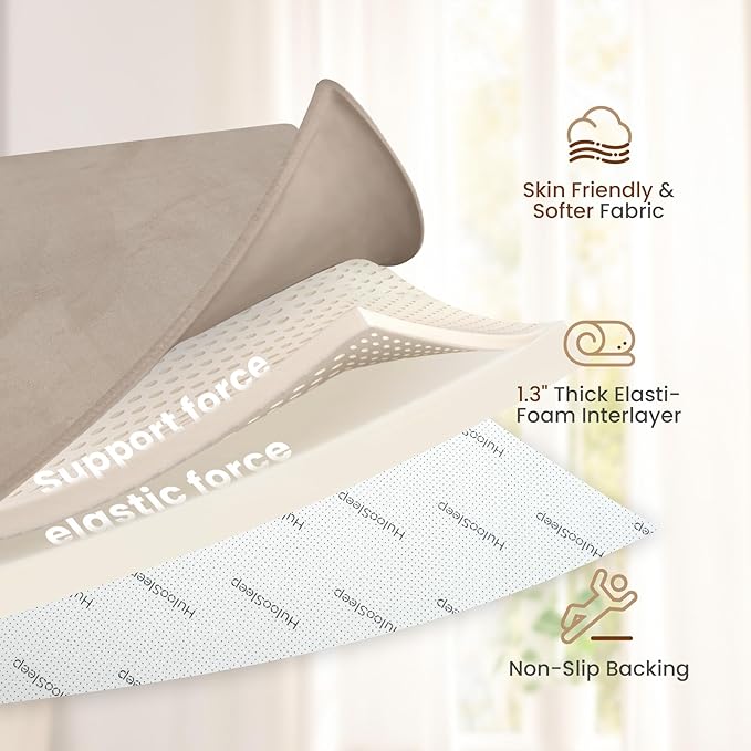 Baby Play Mat for Floor,Extra Large 59"×71" Playpen Mat for Tummy Time,Thicker Padded Elasti Foam Activity Mats for Toddler,Infant,Kids,Water Repellent Ultra Soft Velvet,Non-Slip Backing Safe for Crawling,Nursery & Playroom(Beige)