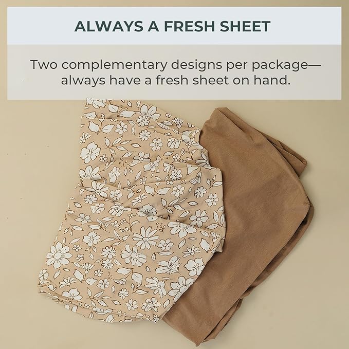 Pobibaby – 2 Pack Crib Sheets Girl, Premium Fitted Baby Crib Sheets for Standard Mattress – Ultra-Soft Jersey Knit, Safe and Snug, Stylish Floral Design (Meadow)