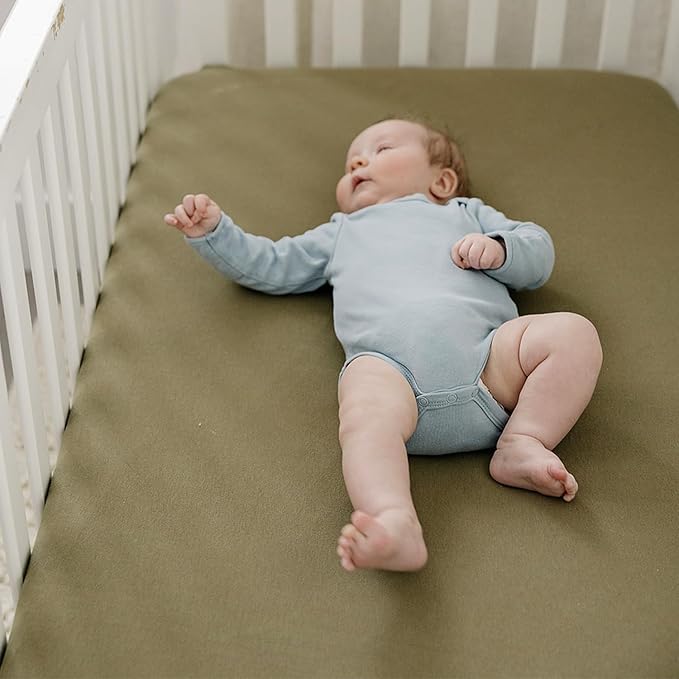 Pobibaby – 2 Pack Crib Sheets for Boys, Premium Fitted Baby Boy Crib Sheets for Standard Crib Mattress – Ultra-Soft Jersey Knit, Safe and Snug, Stylish Design (Gingham Khaki)