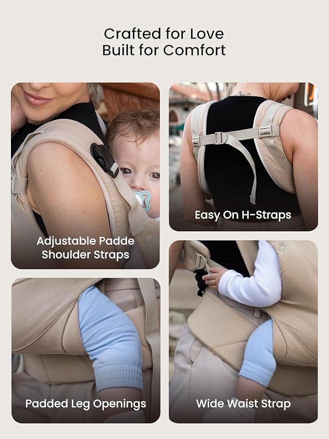 GROWNSY Baby Carrier, One-Click Release Clasp for Easy to Wear, Cozy Wraps Carrier Newborn to Toddler with Head Support(7-44lbs), Ergonomic & Lightweight for Infant to Toddler, Khaki