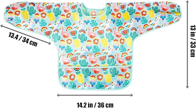 PandaEar 5 Pack Baby Long Sleeve Bibs| Waterproof Full Sleeve Bib for Baby Infant Toddler 6-36 Months